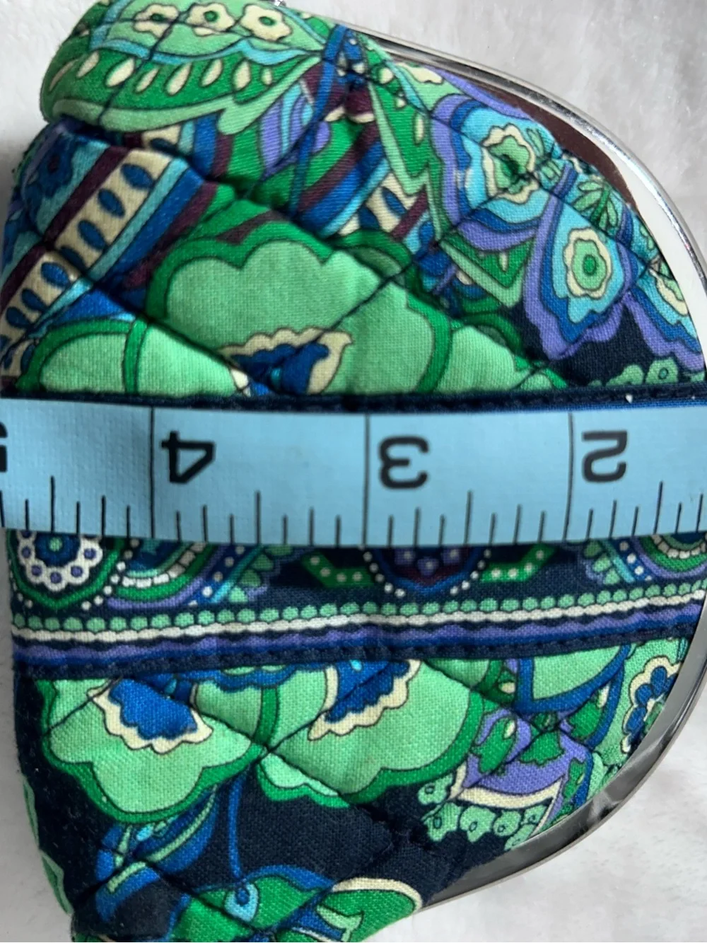 Vera Bradley Quilted Kiss-Lock Coin Purse in Blue, Green & Teal